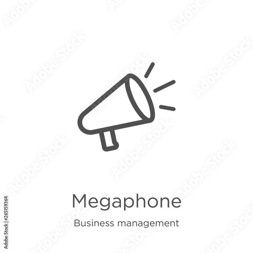 megaphone icon vector from business management collection. Thin line megaphone outline icon vector illustration. Outline, thin line megaphone icon for website design and mobile, app development.
