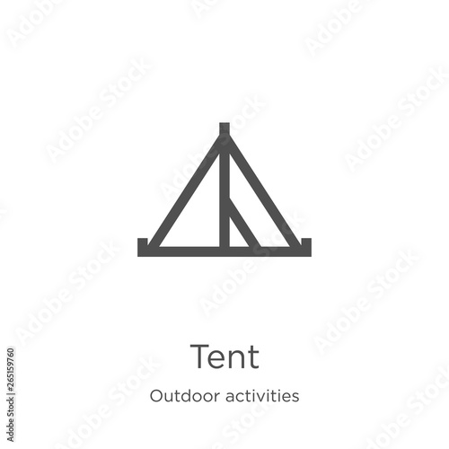 tent icon vector from outdoor activities collection. Thin line tent outline icon vector illustration. Outline, thin line tent icon for website design and mobile, app development.