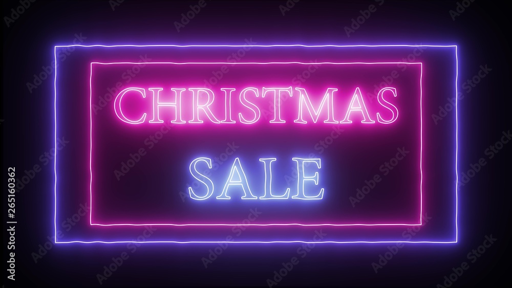 Neon advertising Christmas Sale, pink and blue Neon advertising Christmas Sale, pink and blue