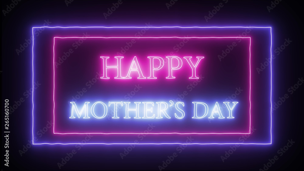 Neon sign Happy Mother's day, pink and blue Neon sign Happy Mother's day, pink and blue