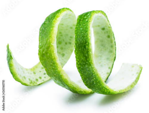 Lime fruit peel isolated on the white background. photo