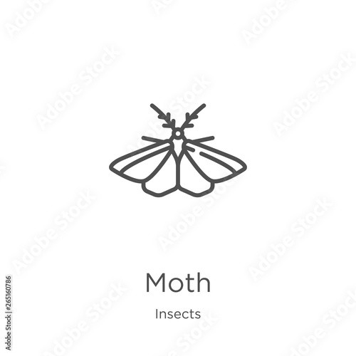 moth icon vector from insects collection. Thin line moth outline icon vector illustration. Outline, thin line moth icon for website design and mobile, app development.