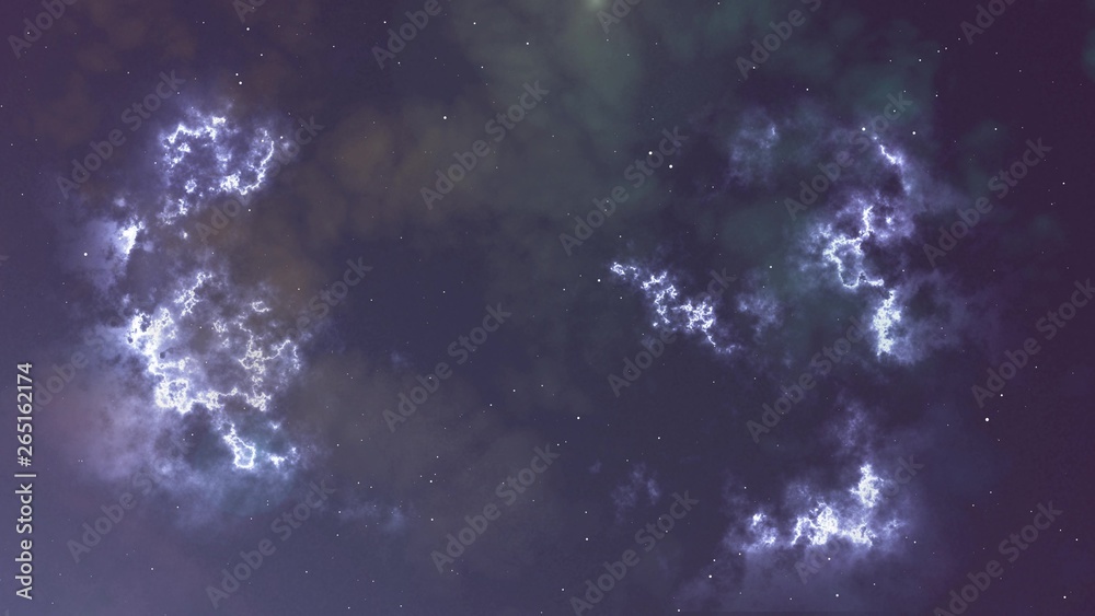 Fototapeta premium Illustration of glowing flicker navy blue nebula and stars