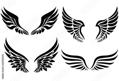 Black silhouette wings emblem collection