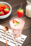 Healthy strawberry smoothie in glass