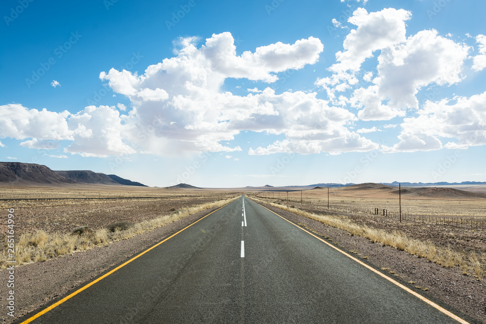 Namibia, landscape, tar road, desert, mountains Namibia, landscape, tar road, desert, mountains