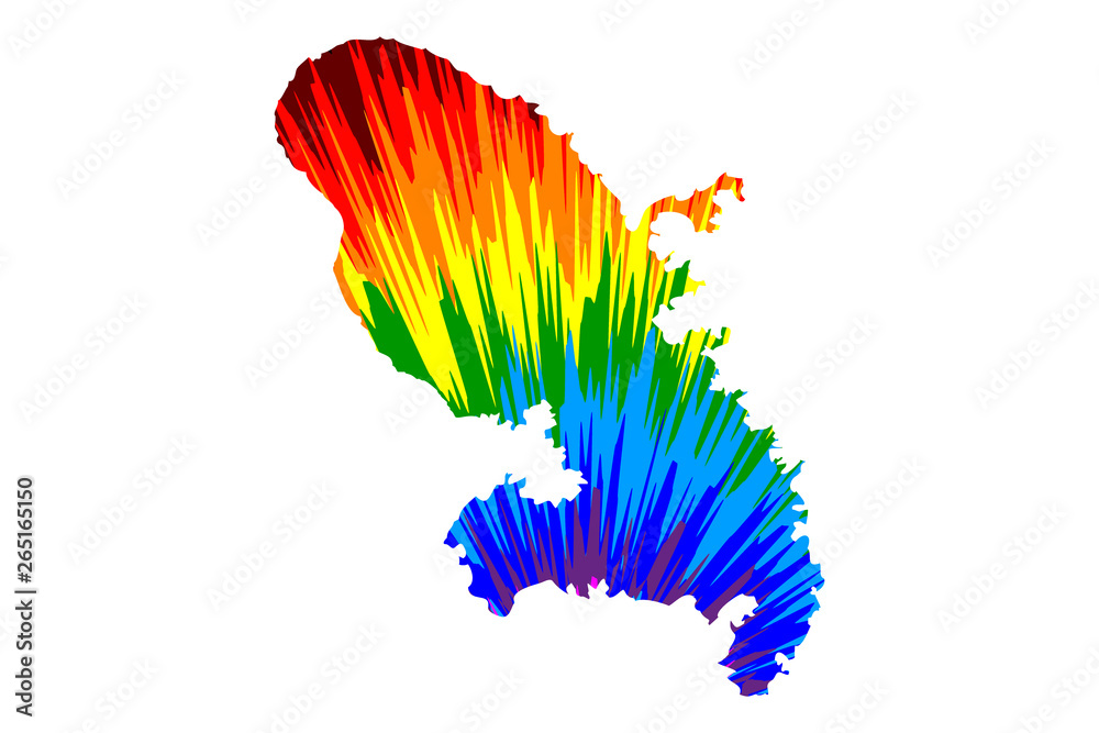 Martinique - map is designed rainbow abstract colorful pattern ...