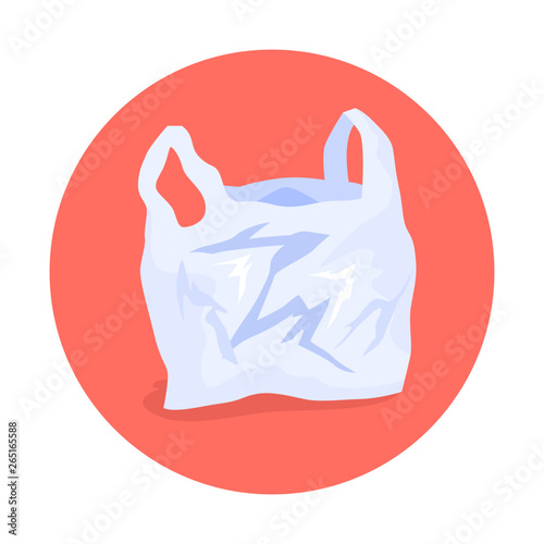 Plastic bag on the red background