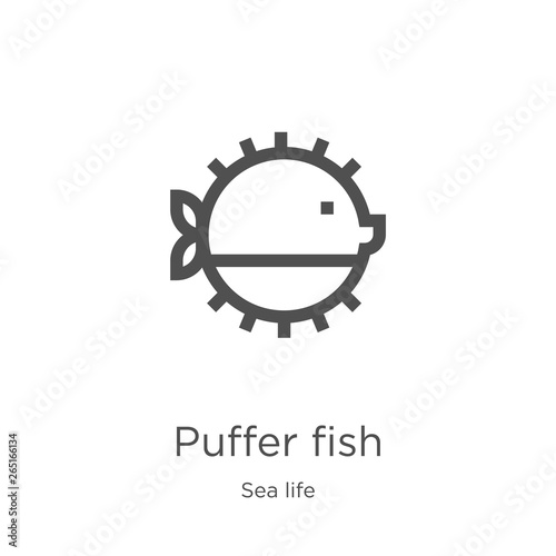 puffer fish icon vector from sea life collection. Thin line puffer fish outline icon vector illustration. Outline, thin line puffer fish icon for website design and mobile, app development.