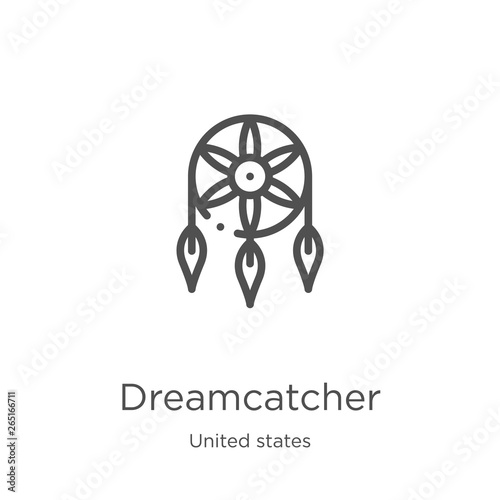 dreamcatcher icon vector from united states collection. Thin line dreamcatcher outline icon vector illustration. Outline, thin line dreamcatcher icon for website design and mobile, app development.