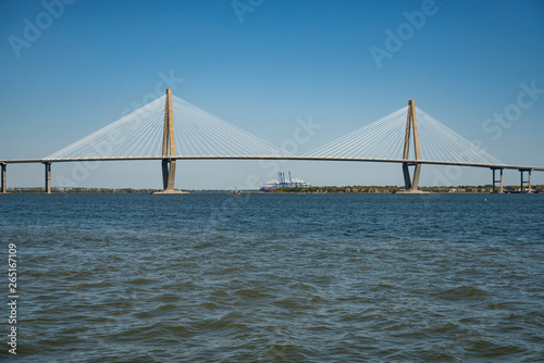 The Ravenel Bridge, as seen from the water Charleston, SC
