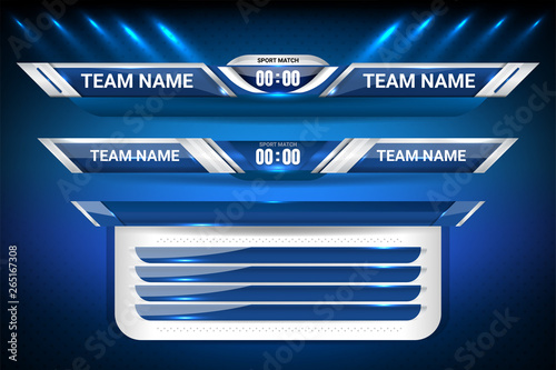 Sport Scoreboard Broadcast Graphic and Lower Thirds Template for soccer and football