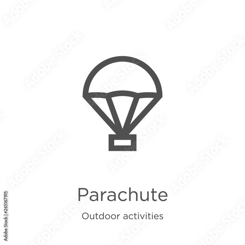 parachute icon vector from outdoor activities collection. Thin line parachute outline icon vector illustration. Outline, thin line parachute icon for website design and mobile, app development.