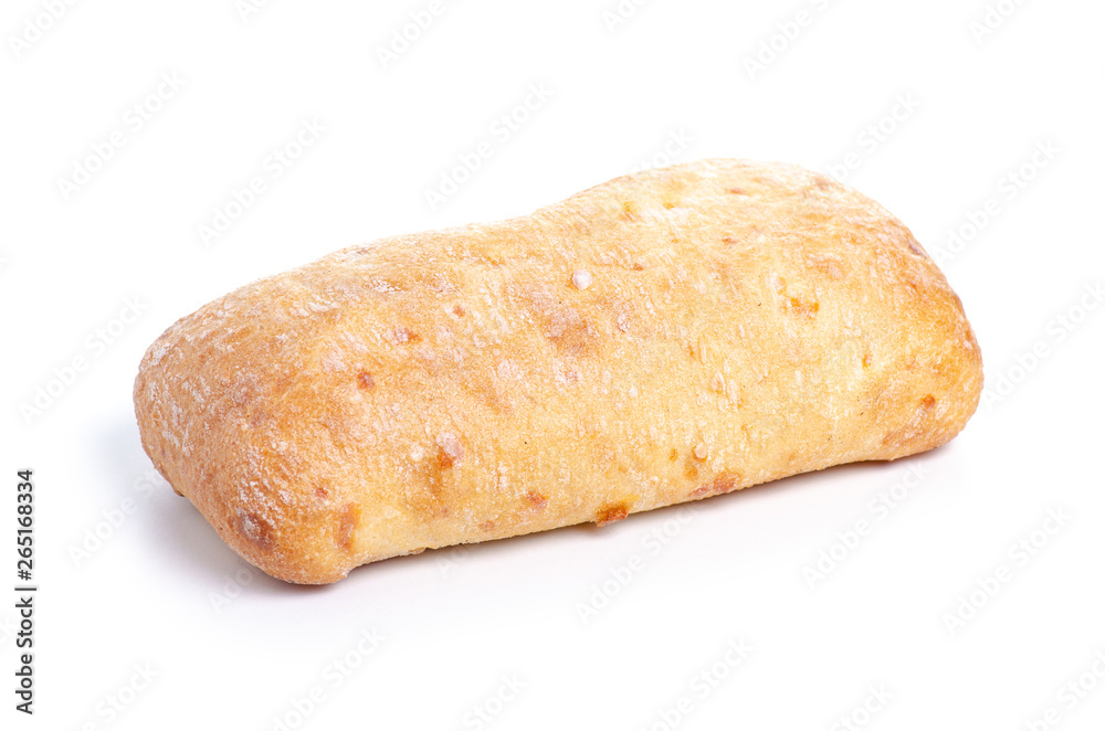 Ciabatta with cheese on a white background isolation Ciabatta with cheese on a white background isolation