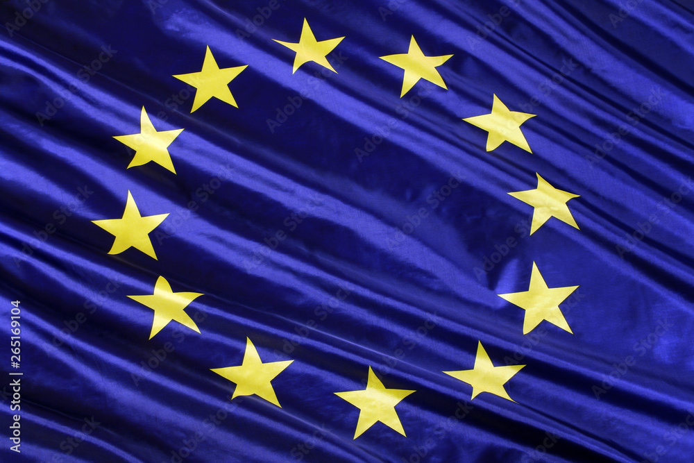 European Union flag in waving fabric