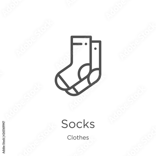 socks icon vector from clothes collection. Thin line socks outline icon vector illustration. Outline, thin line socks icon for website design and mobile, app development. photo