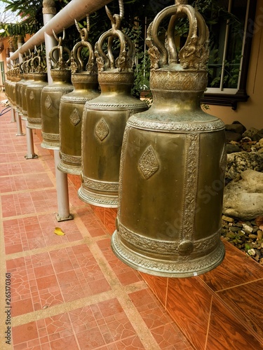 Bells in the temple thailand.Bells made of steel.