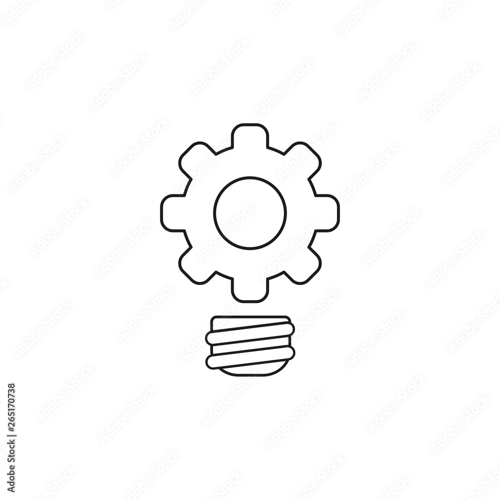 Vector icon concept of gear light bulb. Black outline. Vector icon concept of gear light bulb. Black outline.