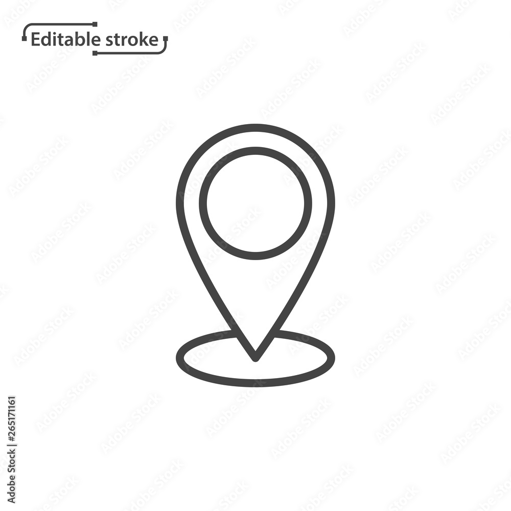 Location pin, map pointer line vector icon. Editable stroke. Location pin, map pointer line vector icon. Editable stroke.