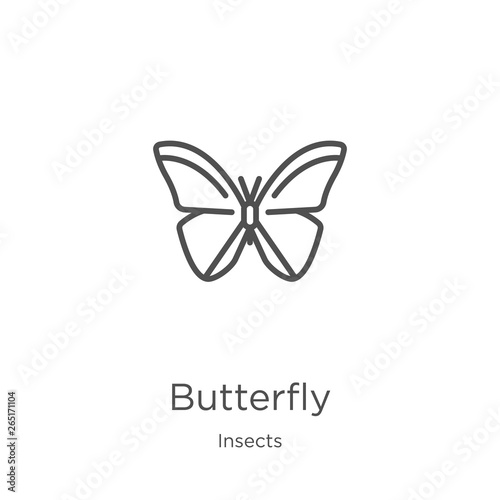 butterfly icon vector from insects collection. Thin line butterfly outline icon vector illustration. Outline, thin line butterfly icon for website design and mobile, app development.