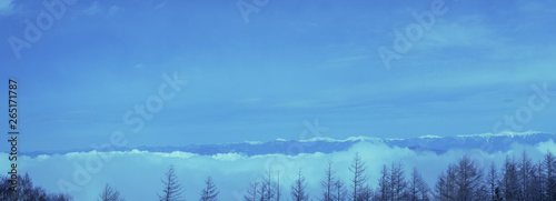 The peak of Blue sky in winter on Fuji mountain in Japan.Fuji mountain Top beautiful snow could 4th floor,Viewpoint