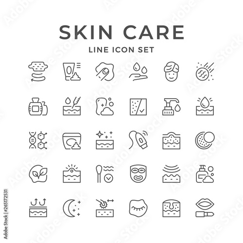 Set line icons of skin care