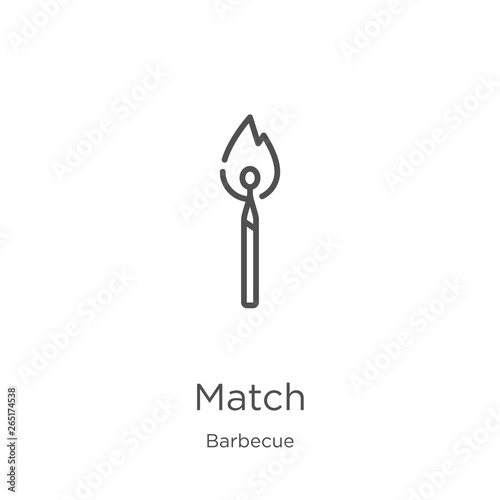 match icon vector from barbecue collection. Thin line match outline icon vector illustration. Outline, thin line match icon for website design and mobile, app development.