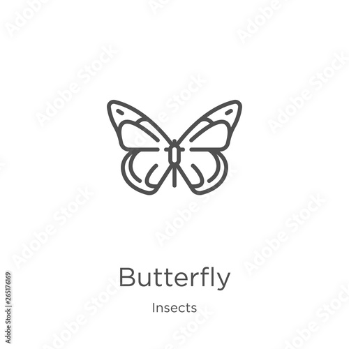 butterfly icon vector from insects collection. Thin line butterfly outline icon vector illustration. Outline, thin line butterfly icon for website design and mobile, app development. photo