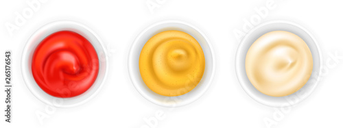 Sauces in bowls set