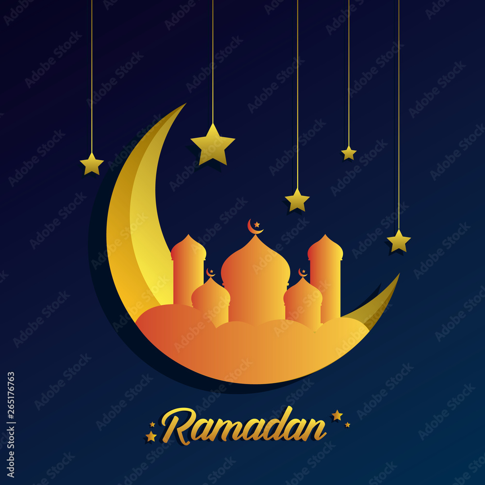 golden in night ramadan vector