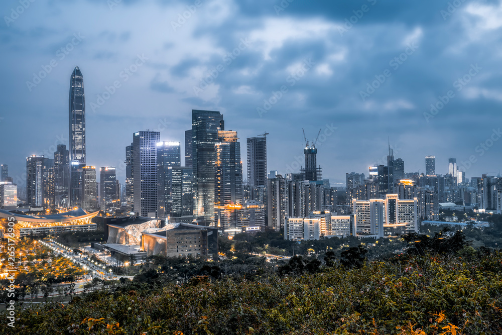 Nightscape of Shenzhen City and Architecture..