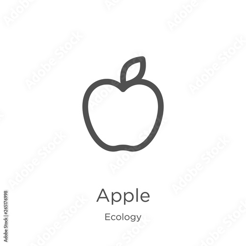 apple icon vector from ecology collection. Thin line apple outline icon vector illustration. Outline, thin line apple icon for website design and mobile, app development.