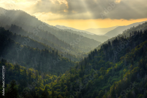 Sunset on Morton's Overlook in Great Smoky Mountains National Park, Tennessee, USA