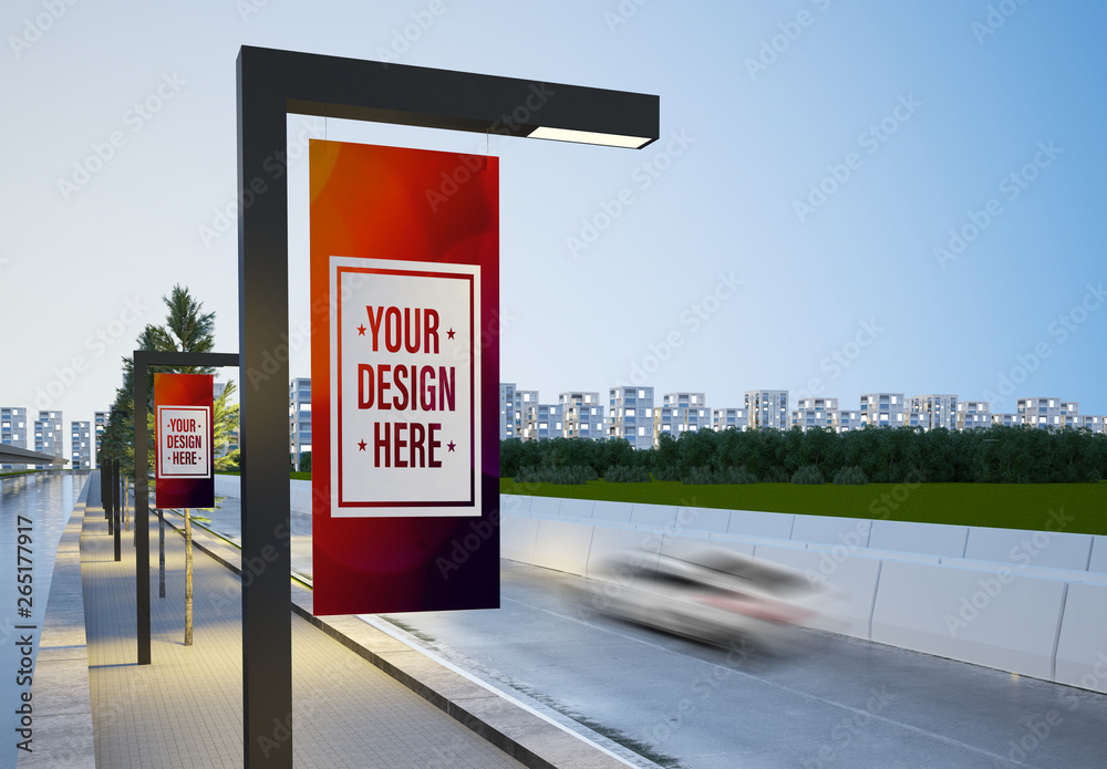 Street Banner Mockup Stock Template Adobe Stock
