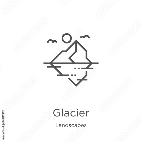 glacier icon vector from landscapes collection. Thin line glacier outline icon vector illustration. Outline, thin line glacier icon for website design and mobile, app development.