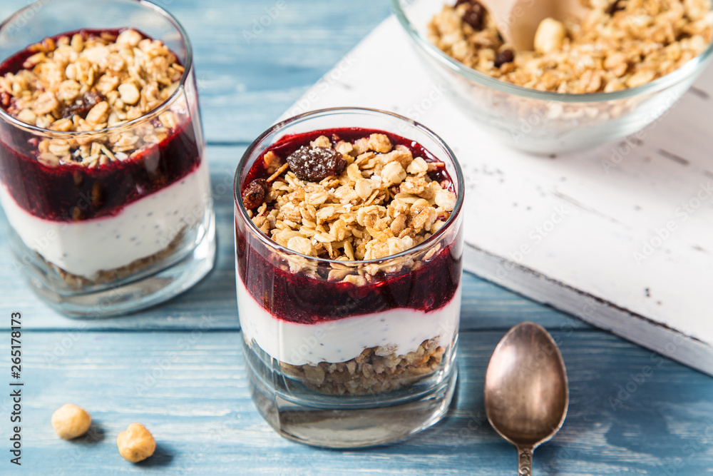 Image with granola and yogurt. Image with granola and yogurt.