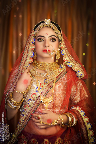 Portrait of attractive indian Hindu bride