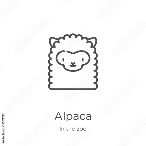 alpaca icon vector from in the zoo collection. Thin line alpaca outline icon vector illustration. Outline, thin line alpaca icon for website design and mobile, app development.
