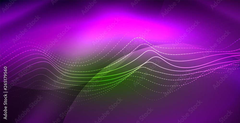 Glowing abstract wave on dark, shiny motion, magic space light. Techno abstract background Glowing abstract wave on dark, shiny motion, magic space light. Techno abstract background