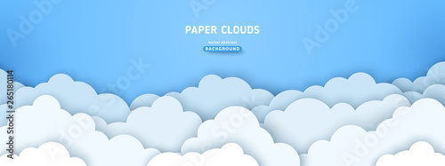 Clouds on blue sky banner