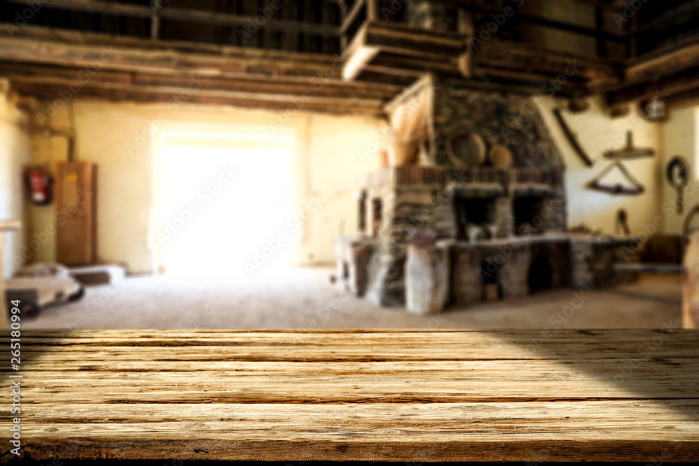 Fototapeta premium Desk of free space and wild west home interior. Free space for your decoration. 