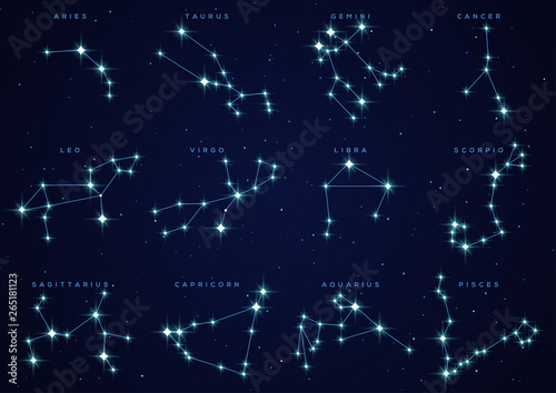 Zodiac constellations set