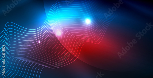 Color neon lights with waves abstract background