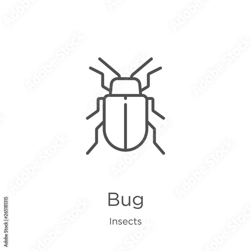 bug icon vector from insects collection. Thin line bug outline icon vector illustration. Outline, thin line bug icon for website design and mobile, app development.