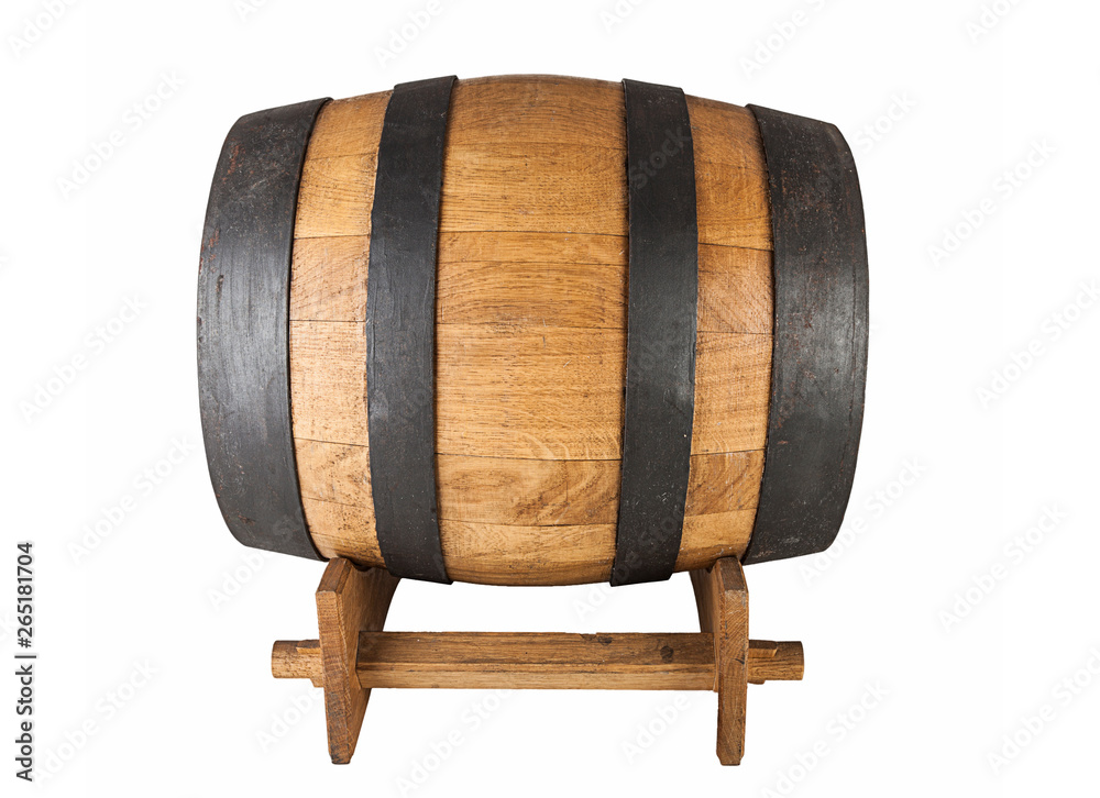 Wooden oak barrel with stand (view and other angle in portfolio) Wooden oak barrel with stand (view and other angle in portfolio)