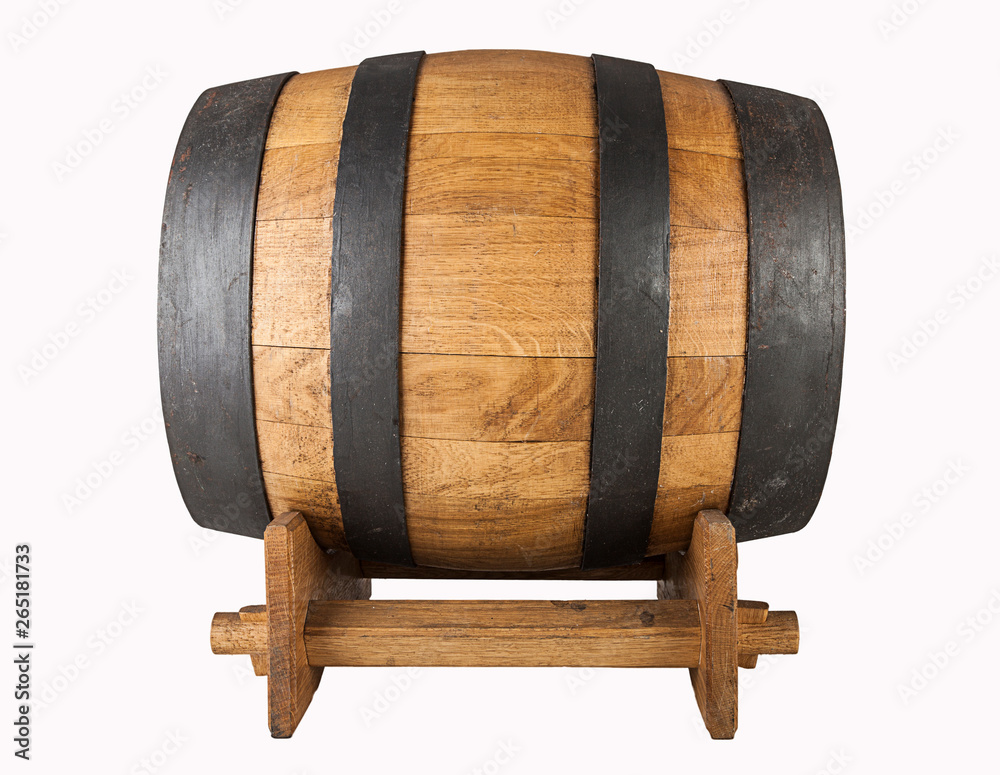 Wooden oak barrel with stand (view and other angle in portfolio) Wooden oak barrel with stand (view and other angle in portfolio)