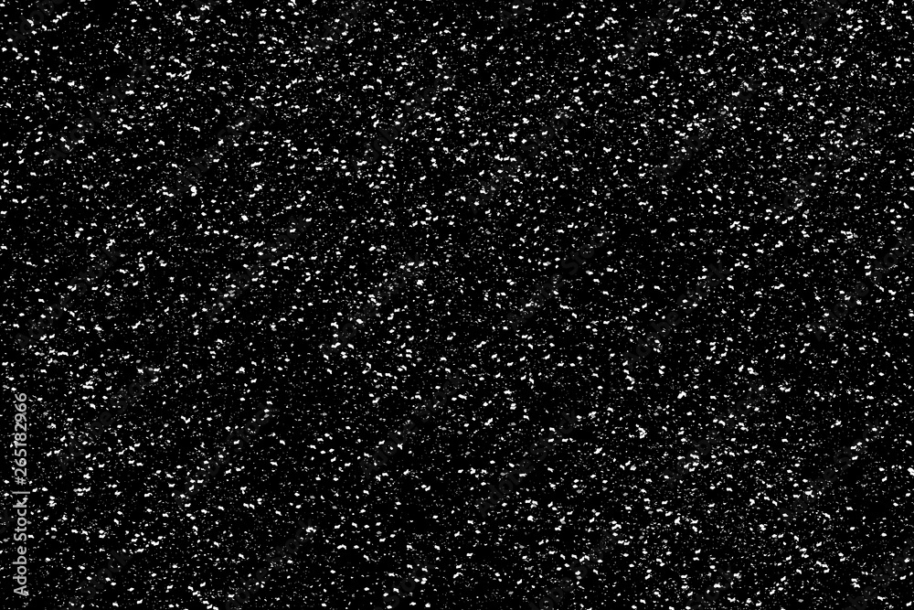 Chaotic white bokeh on a black background, light spots texture, abstraction, falling snow, star sky, bright glare of light texture