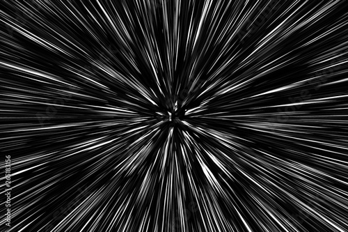 Bokeh white lines on black background  abstraction  abstract speed light motion blur texture  star particle or space traveling  black and white extrusion effect