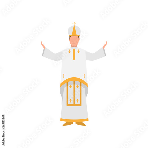Vatican papa francisco priest in white clothes with gold ornament photo