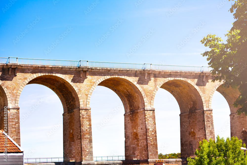 Top level of arched Chaumont viaduct, France